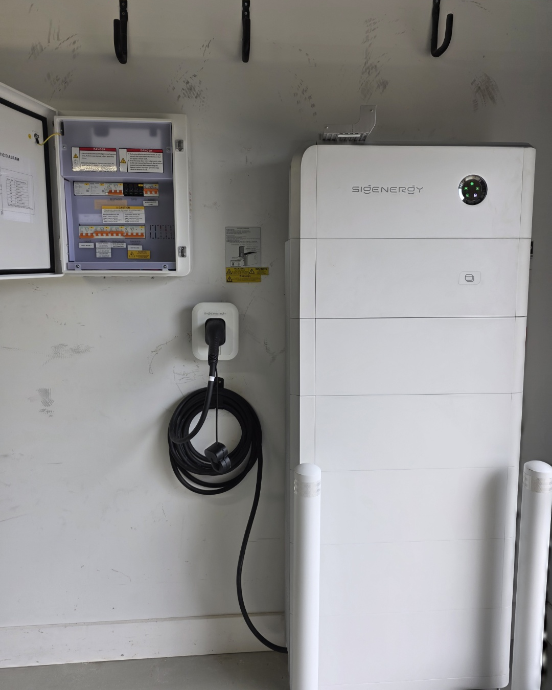 Vortex Sigenergy battery and EV charger installation with bollards