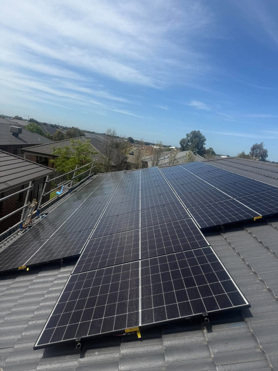 The rooftop array after panel placement.